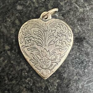 Vintage sterling silver heart pendant charm